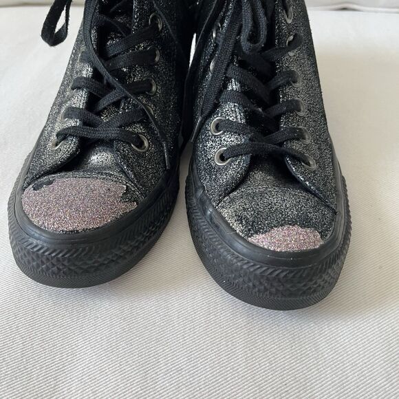Converse Chuck Taylor All Star Hidden Heel Wedge Silver Black Sparkle - Picture 5 of 7